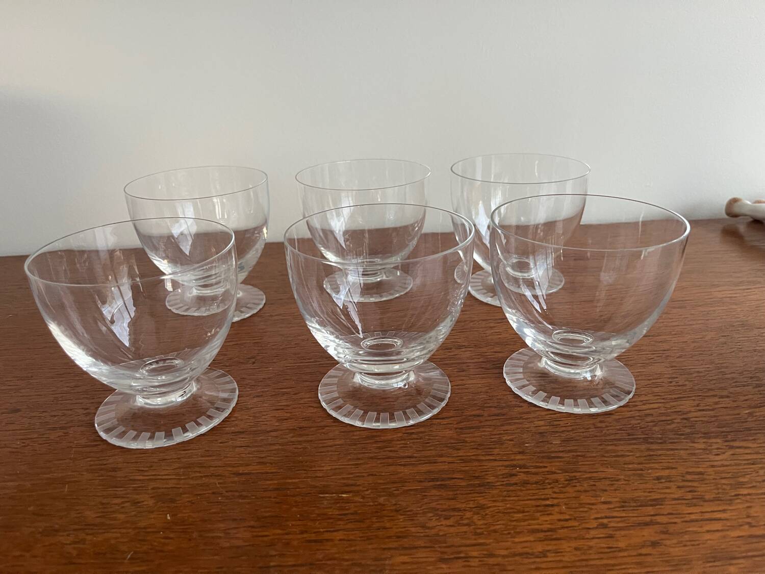 6 Daum Crystal Wine Glasses / Champagne Coupes Briancon Model