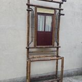 Vestiaire en bambou teinté avec miroir et porte-parapluies – 1920