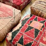 Pouf cushion of Moroccan Berber soil old vintage boujad