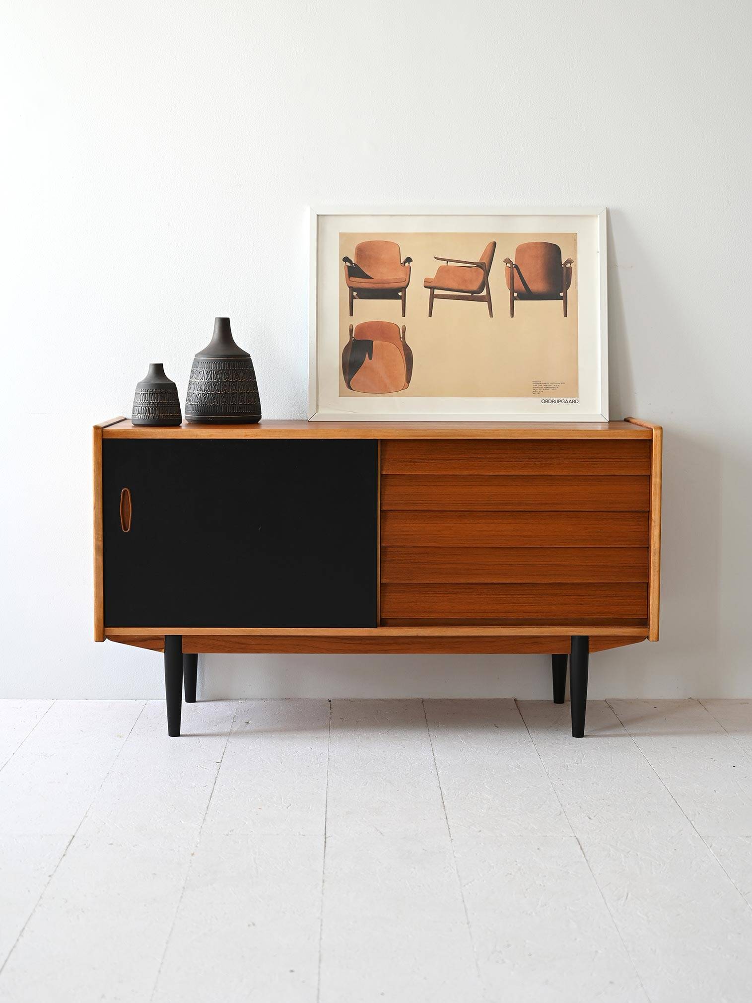 Scandinavian sideboard black accents