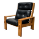 Fauteuil lounge Mid-Century modèle Bonanza à dossier haut en cuir par Esko Pajamies pour Asko, Finlande, années 1960