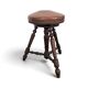 Tabouret de piano tripode en cuir marron