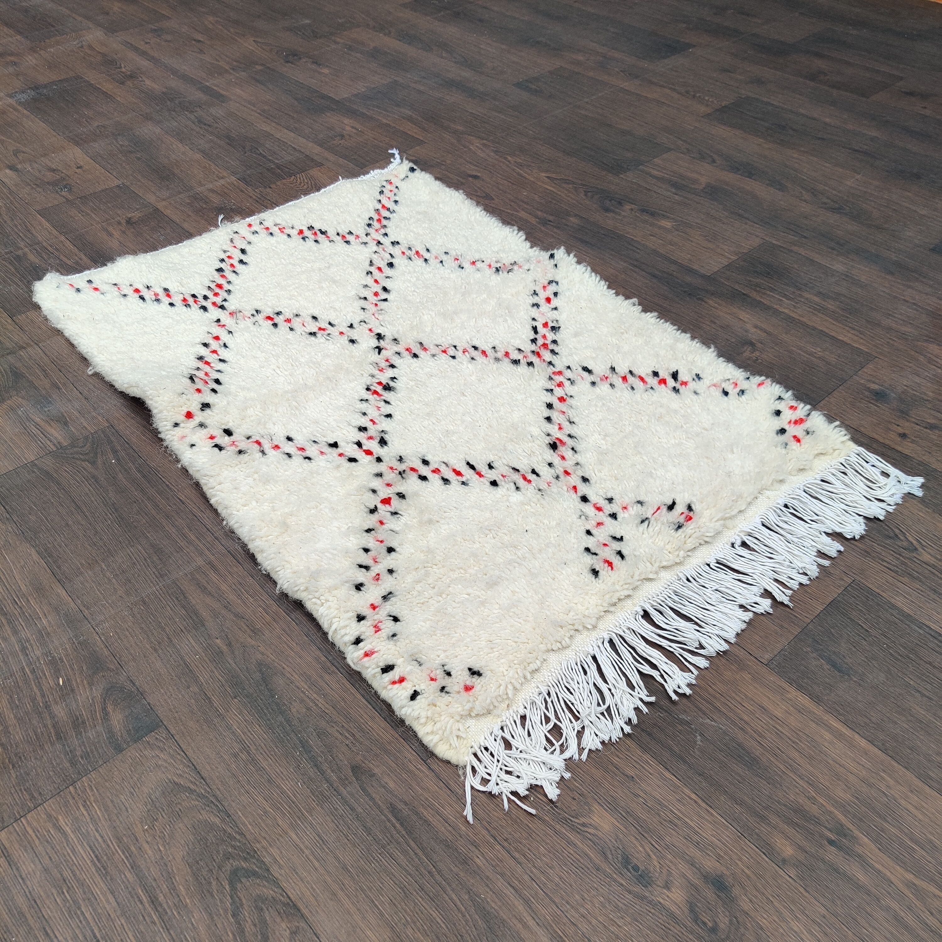 Tapis berbère losanges rouge et noir 70x105 cm