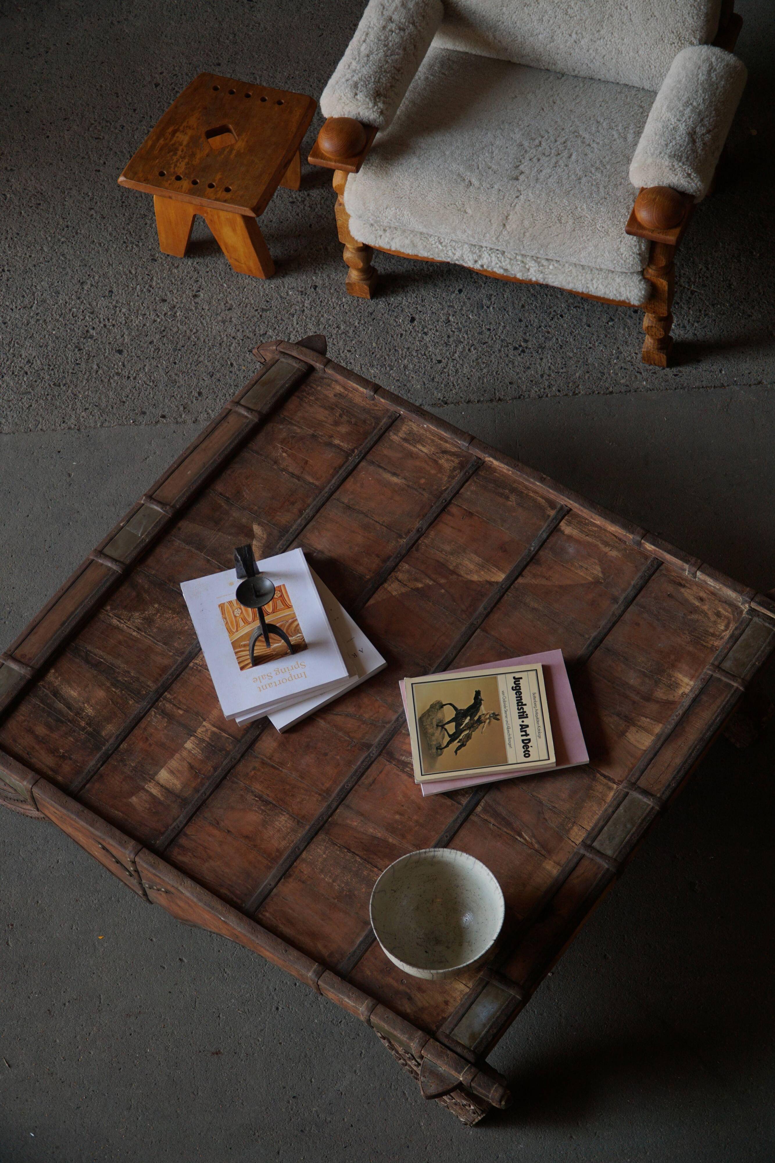 Modern Danish Wabi Sabi Stool in Solid Elm, Scandinavia, 1960s