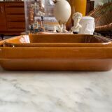 Pair of rectangular enamelled sandstone dishes