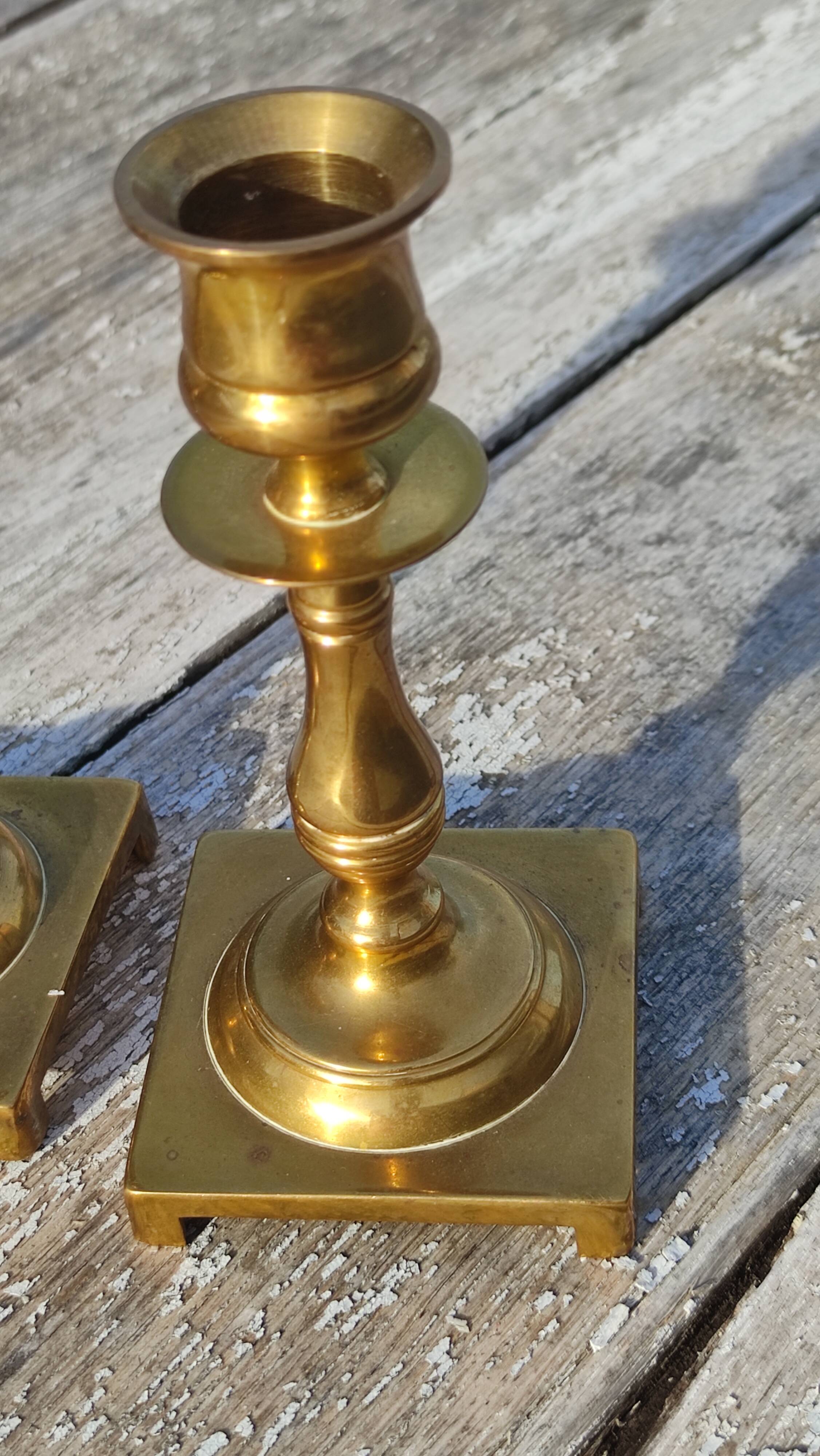 Pair of English golden candle holders