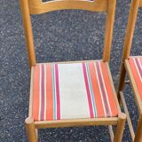 4 solid wood chairs with straw and fabric