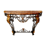 Console en marbre et fer forgé, XXe siècle