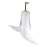 White Murano Glass Pendant Ascribable to Mazzega, Italy