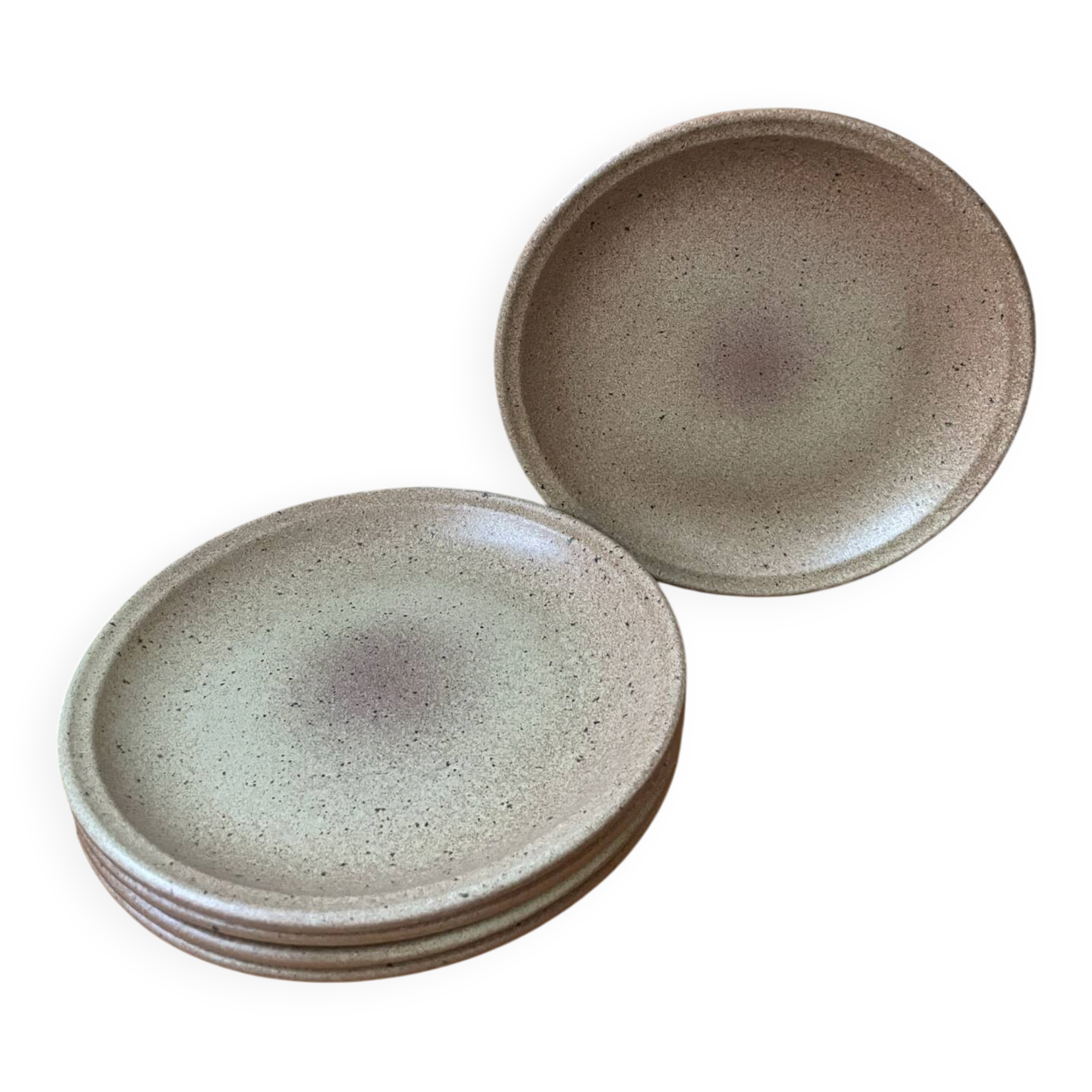 5 flat plates in stoneware
