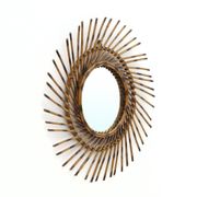 Miroir rond en rotin, années 1960