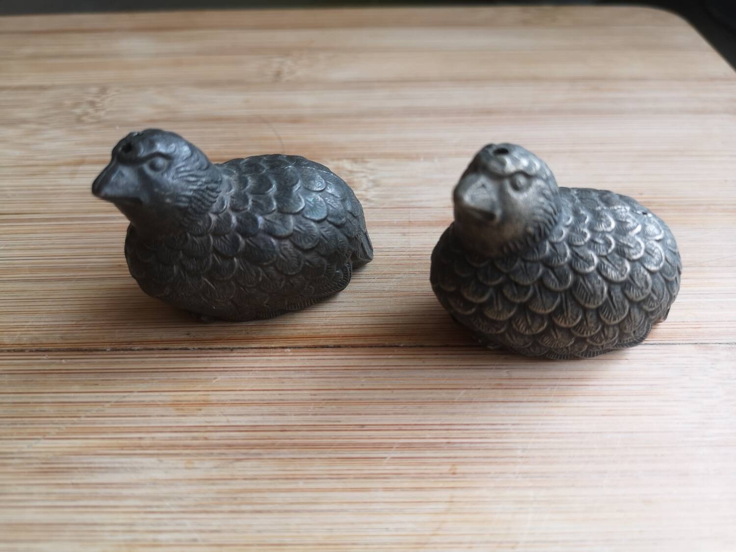 Art Deco quail salt cellars