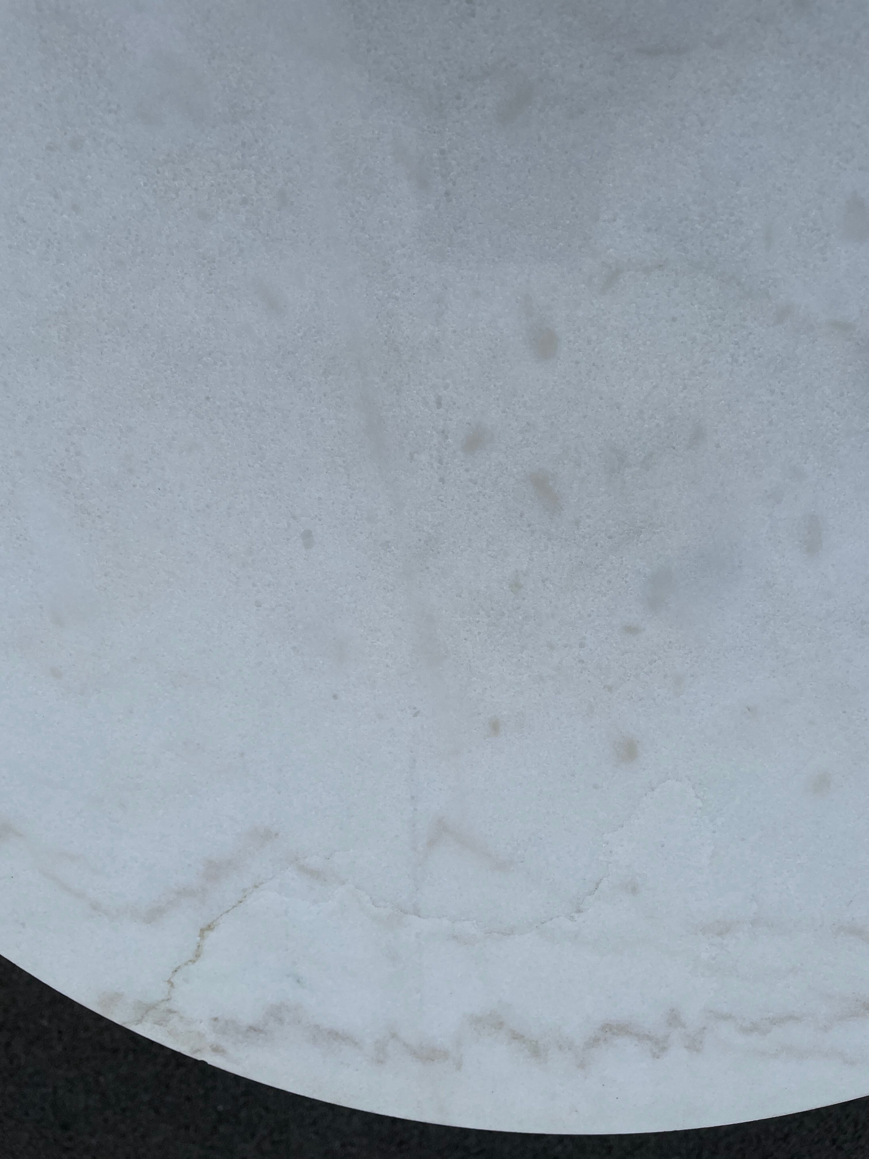 Round bistro table in white marble