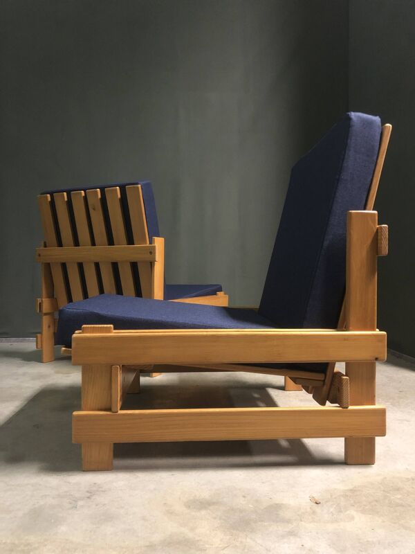 Rare paire de chaises longues niko kralj 'dota' system, années 1970