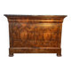 Commode époque Louis Philippe loupe de noyer marbre gris veiné