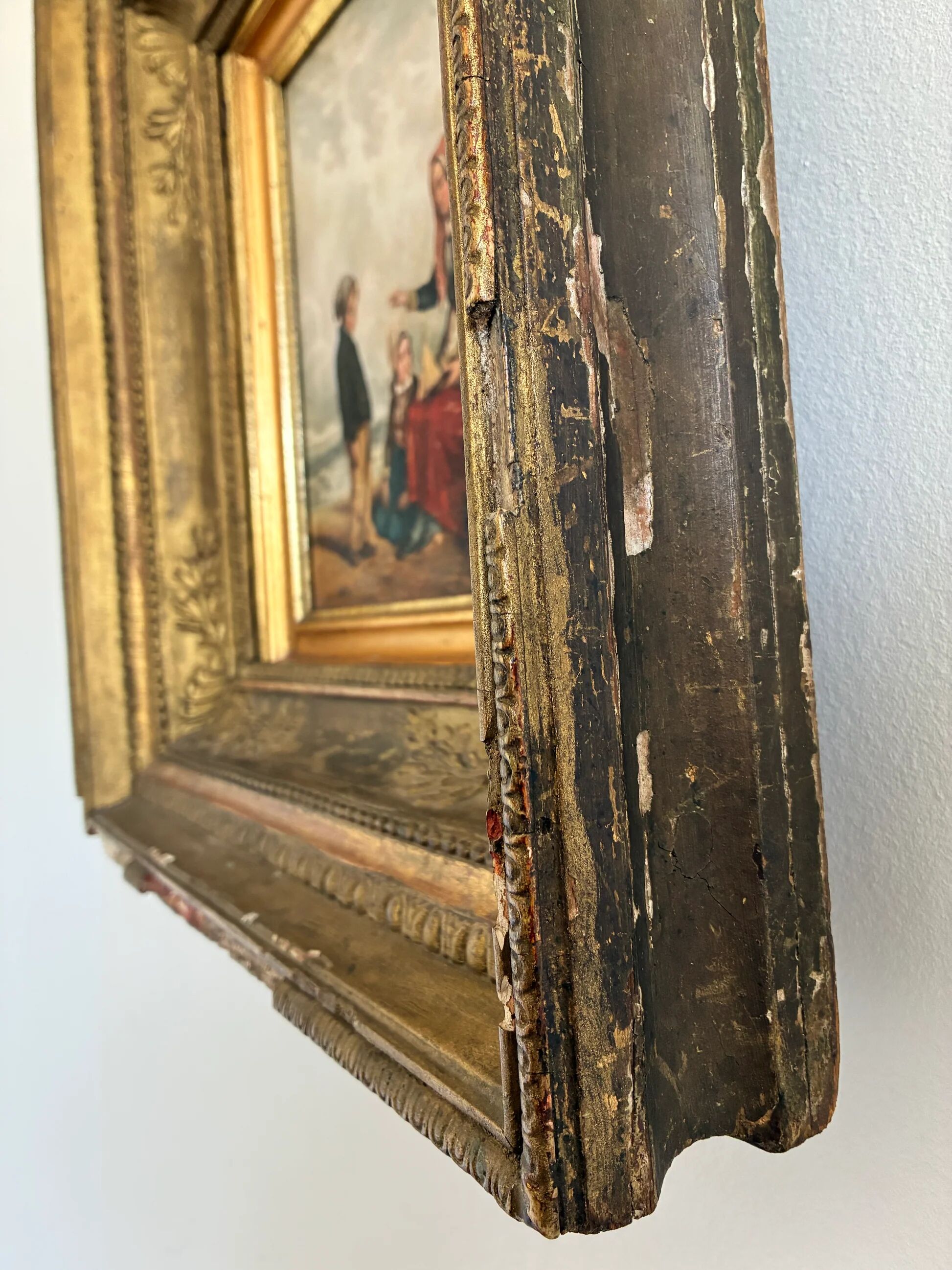 Antique seaside oil painting, c. 1845
