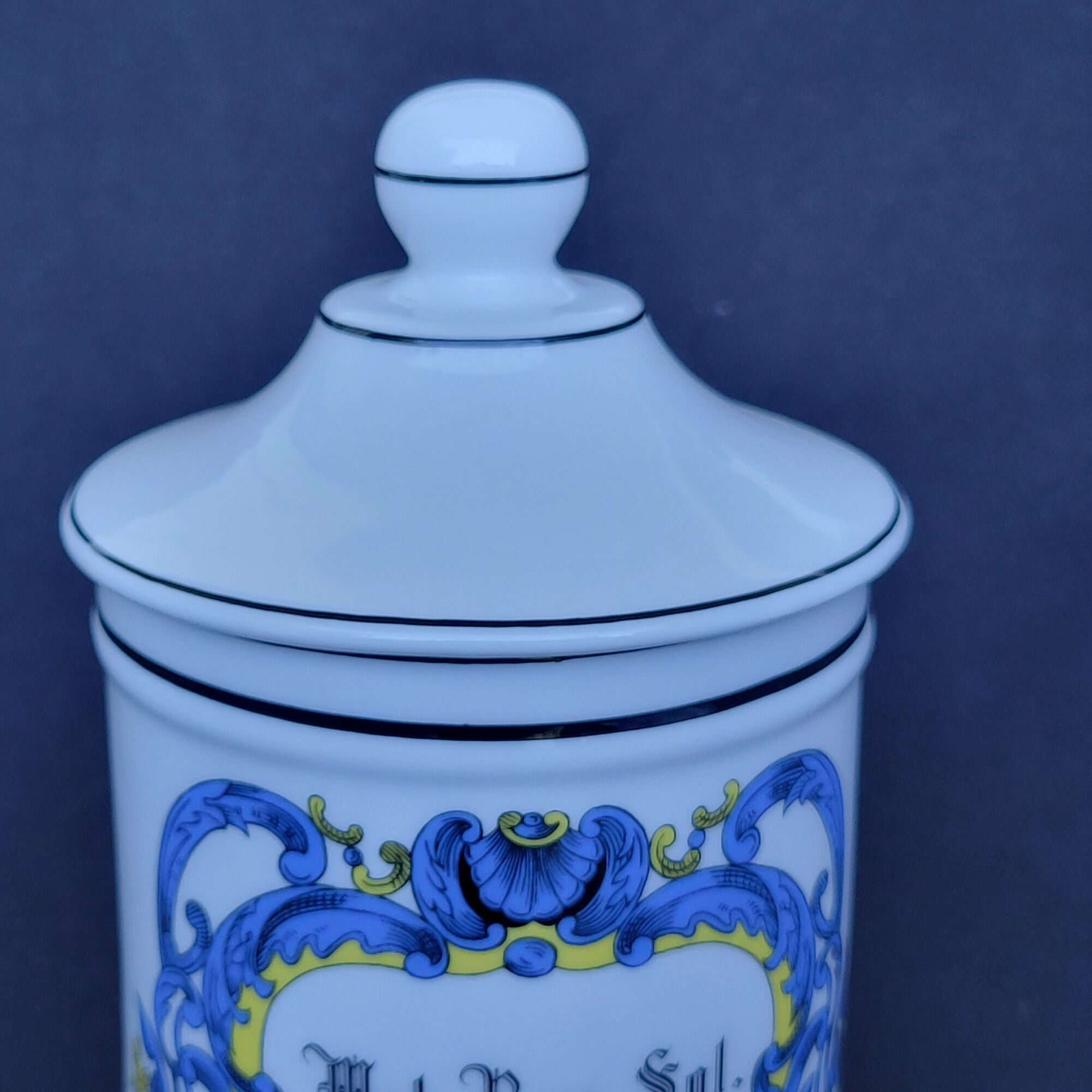 Apothecary pharmacy pot in Mel porcelain. Ros. Ground.