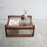 Vintage teak and glass coffee table