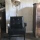 Fauteuil pivotant coiffeur 1960s en cuir beige/noir et métal argenté, style mid-century