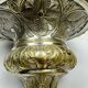 Ancient sanctuary lamp, silver-plated brass, winged angel, 130 cm.