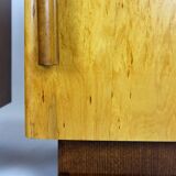 Restored Art Deco Nightstands with Black Glass Tops, 1950s, Set of 2