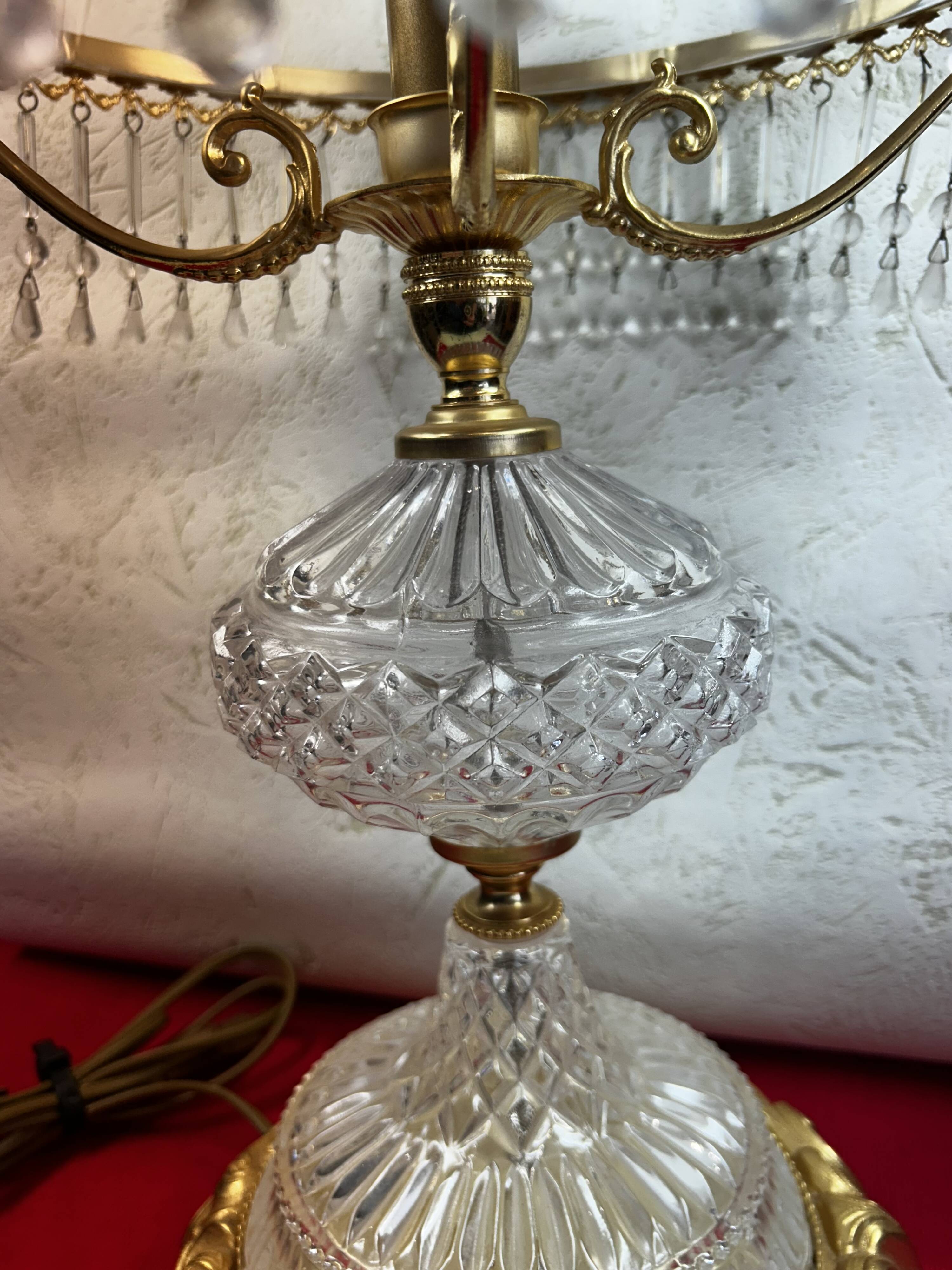 Italian style table lamp, glass artist Charles Balembois, glass & B