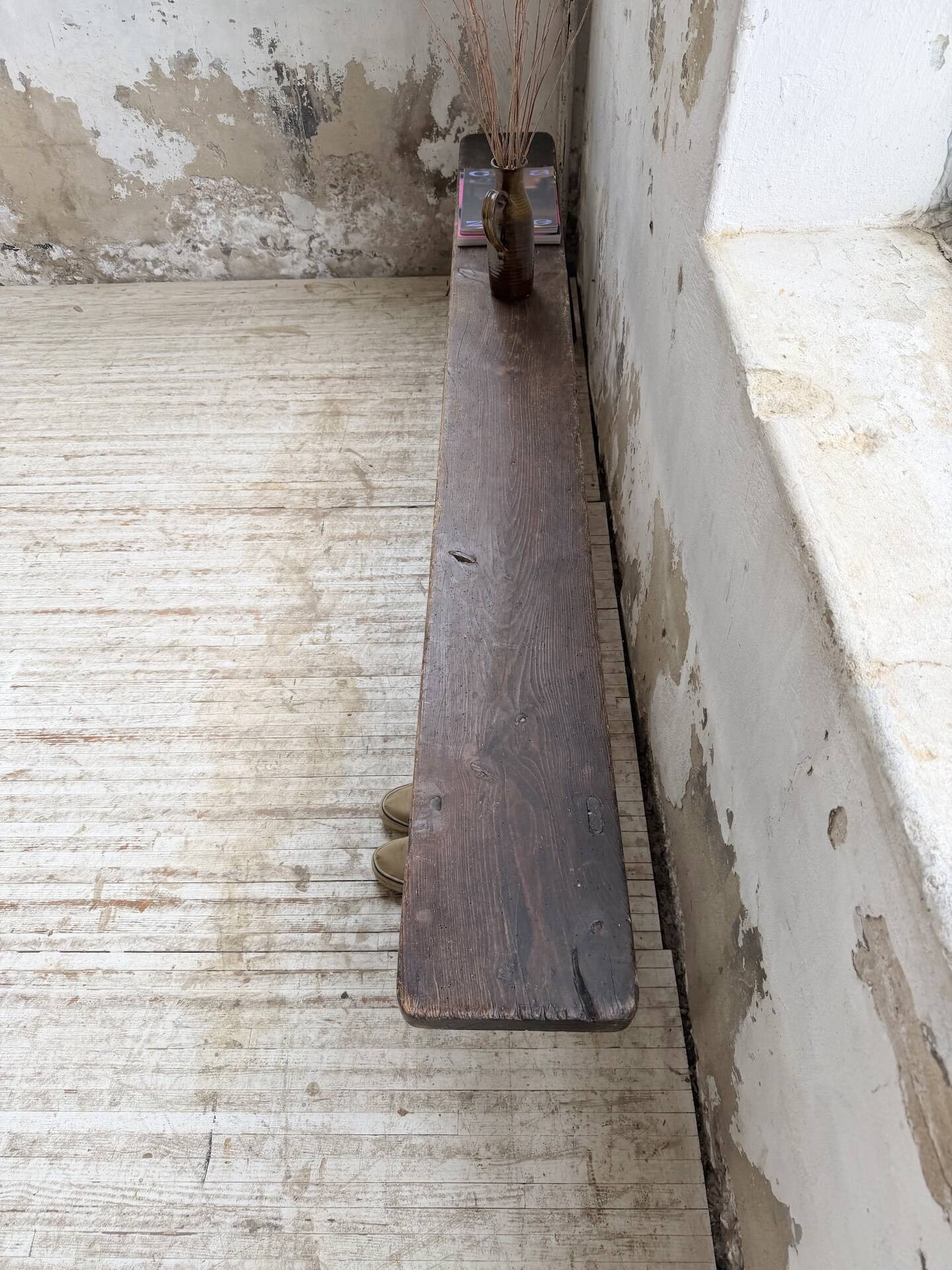 Dark patinated 1900 bench 220cm