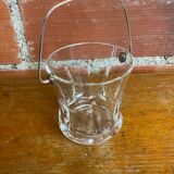 Vintage crystal ice bucket with mold and chrome metal handle