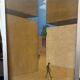 Pair of geometric surrealist modernist paintings