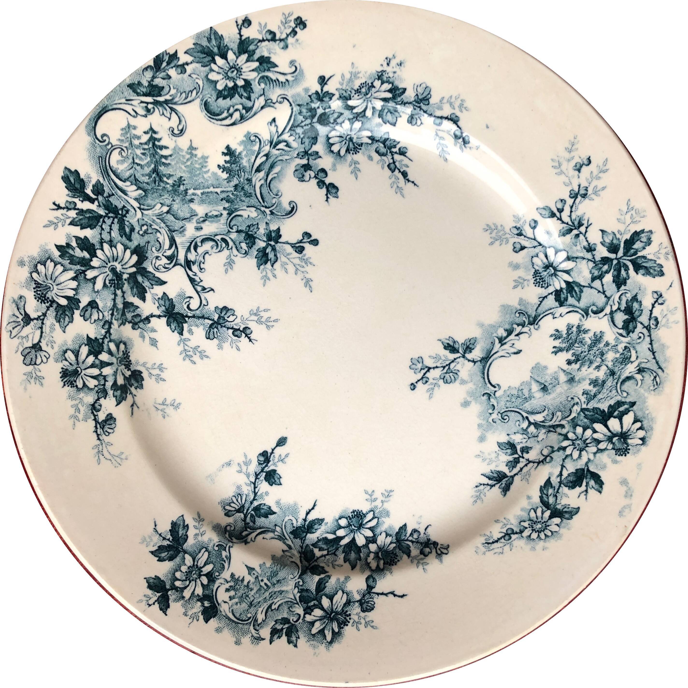 Lot of 4 flat plates in Iron Land Boulenger Choisy the Model King POMPADOUR
