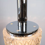 French mid-century glass & chrome pendant ceiling light, c.1960s