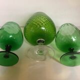 Trio of green glass vases Empoli Italy