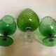 Trio of green glass vases Empoli Italy