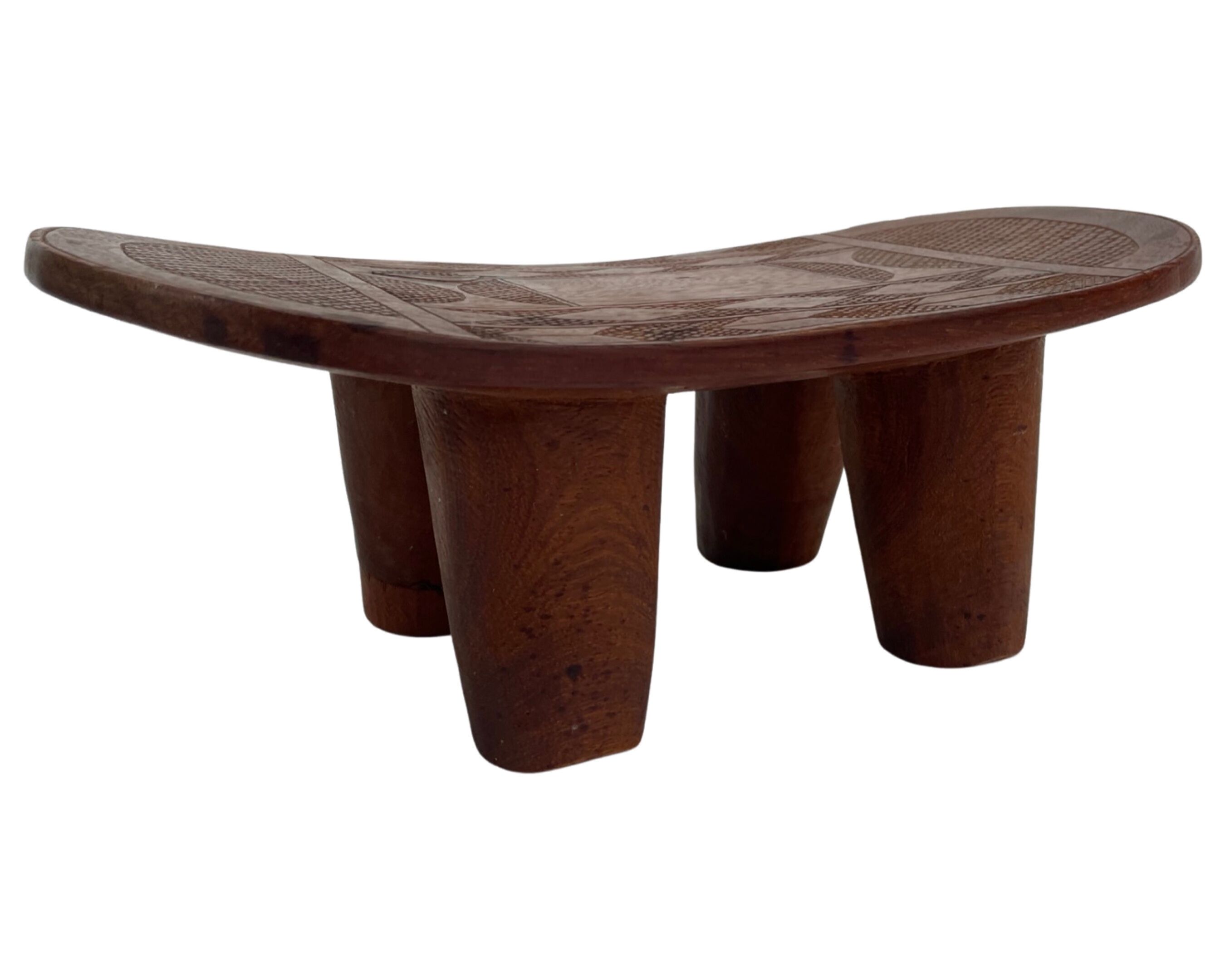 Vintage African hand-carved wooden Senufo stool bench design