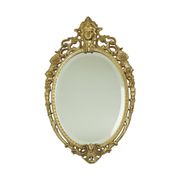 French Brass Crested Mirror Gold Baroque Louis XV Style 1950s