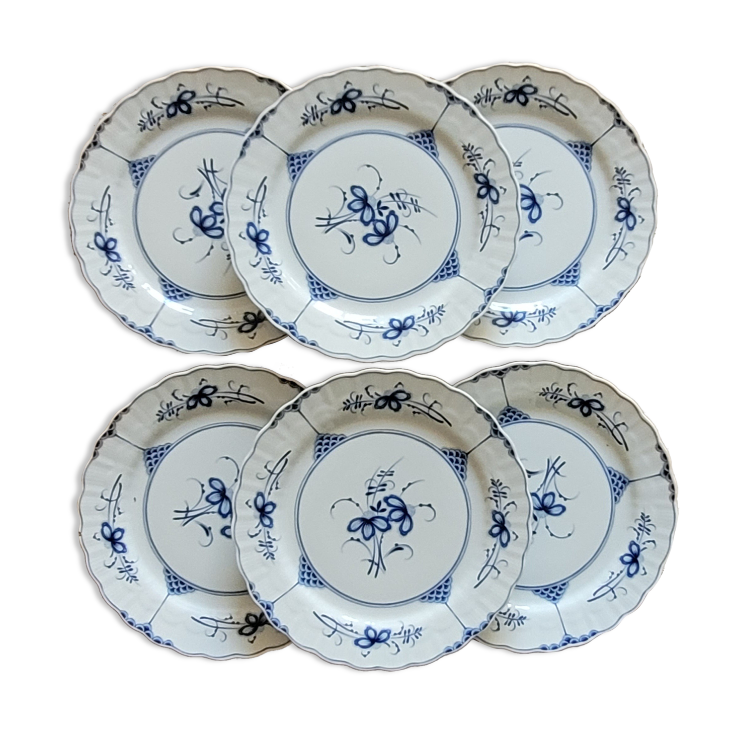 Set 6 flat plates Echt Kobalt