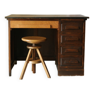 Vintage oak pedestal desk