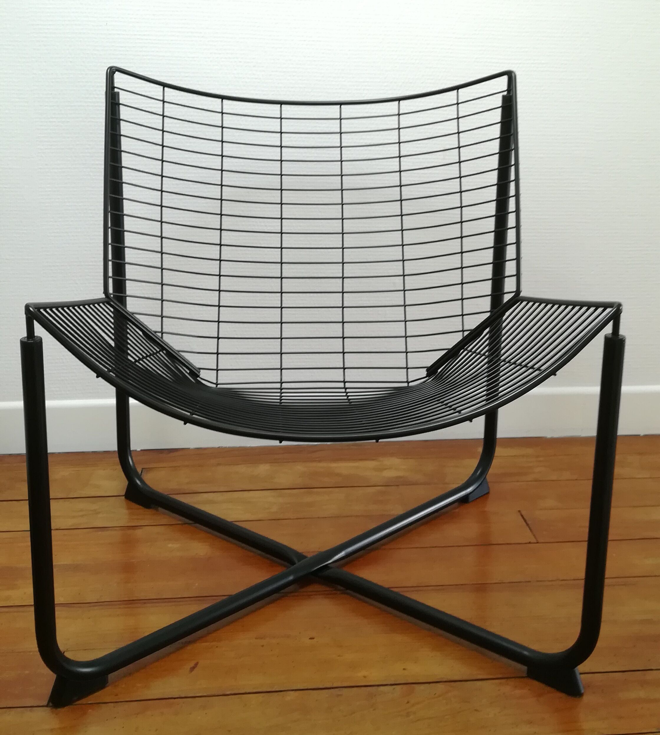 Black metal armchair design by Niels Gammelgard, new edition Ikea