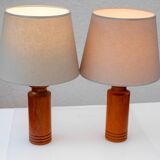 Large Mid-Century Modern Danish Teak Table Lamps, Set of 2
