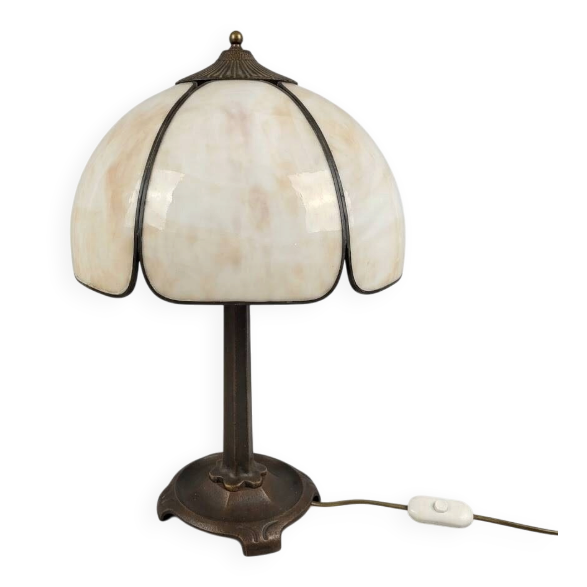 Art Deco mushroom lamp, Tiffany by Honsel Leuchten, 1970