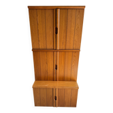 Tall Danish Teak Cabinet, Warm Brown Teak with Integrated Handles, 1970s Modular Design