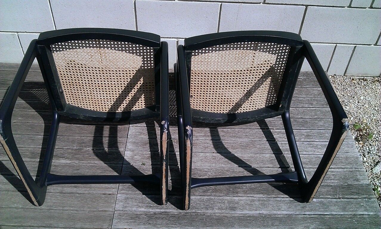 Pair of caning sled chairs