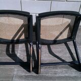 Pair of caning sled chairs