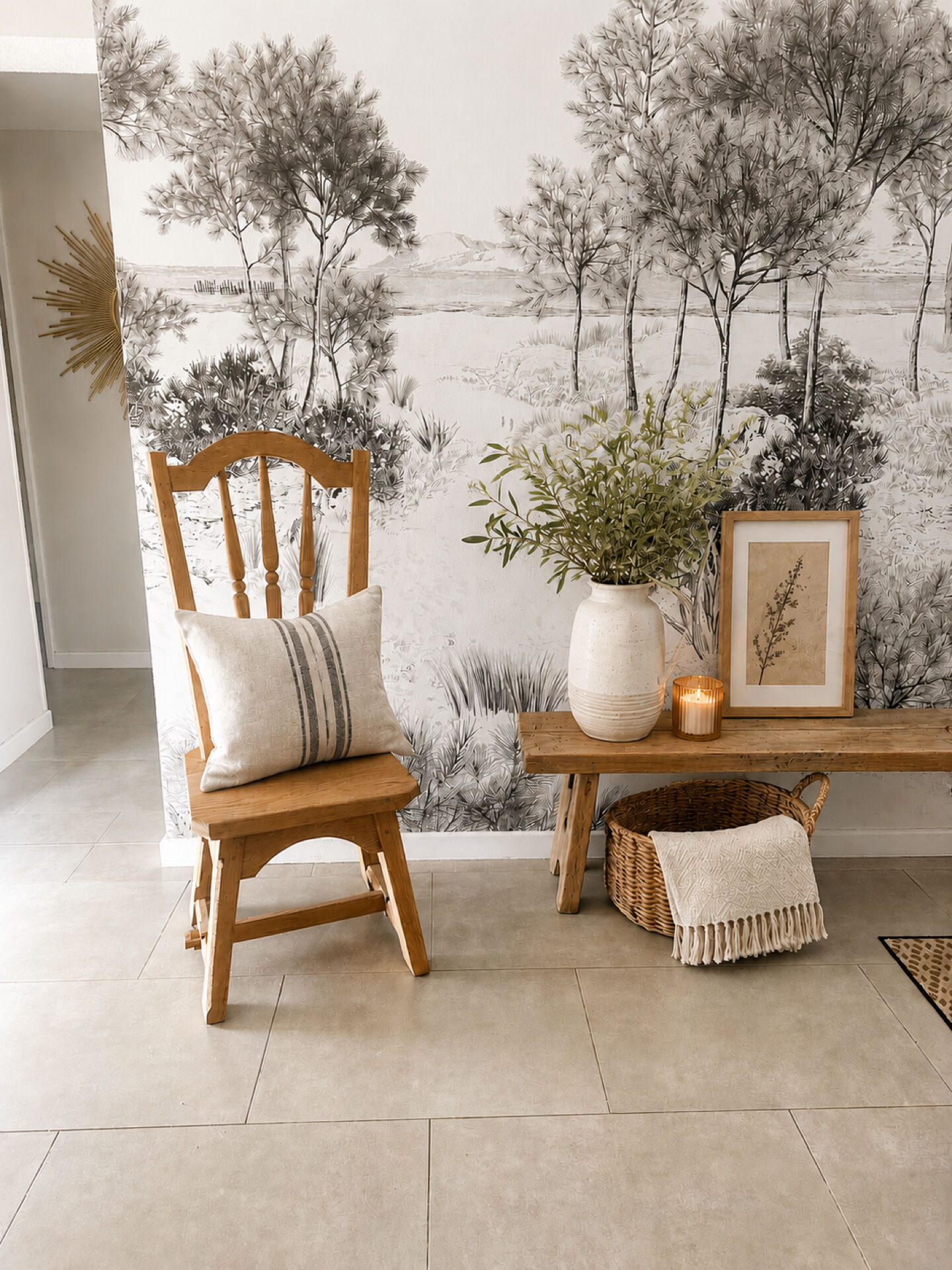 Renovated antique solid oak chair