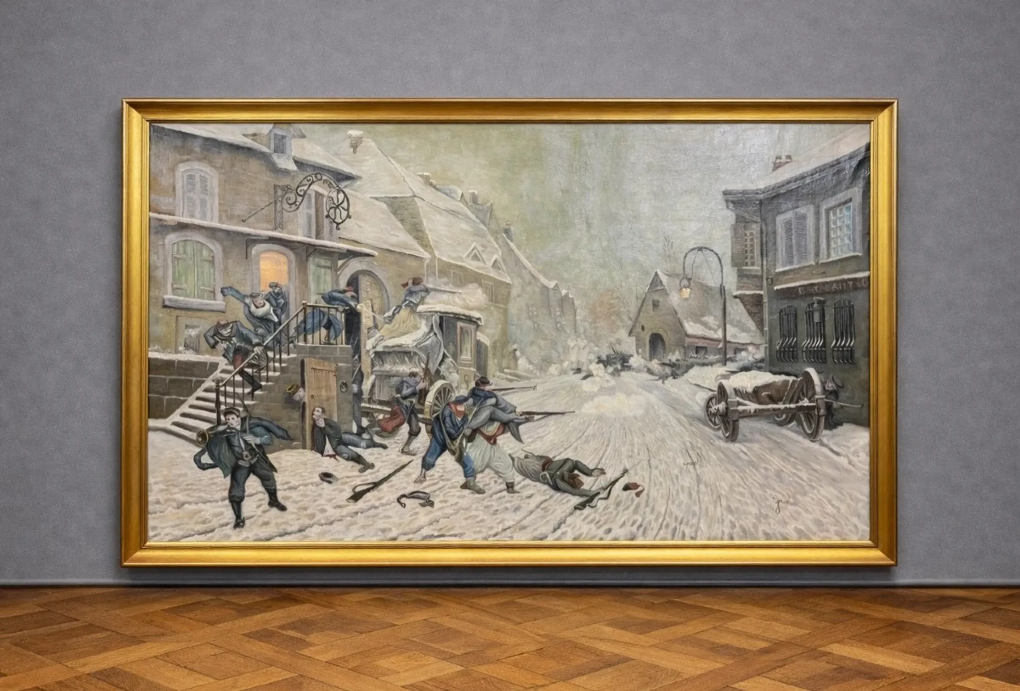 According to Alphonse de Neuville by J. Véray – "The Dawn Attack" (1870)