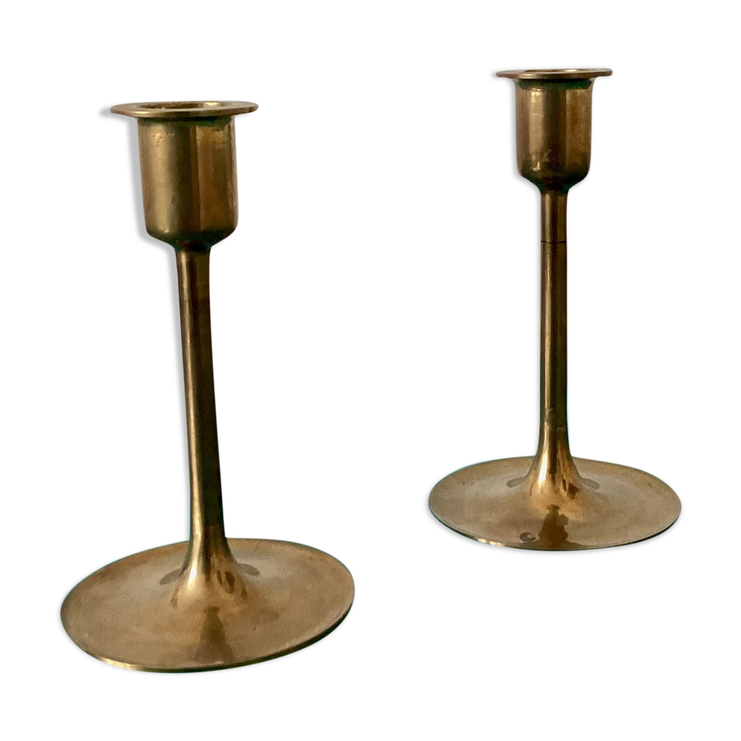 Pair of Scandinavian brass candle holders