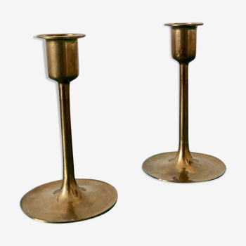 Pair of Scandinavian brass candle holders