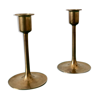 Pair of Scandinavian brass candle holders