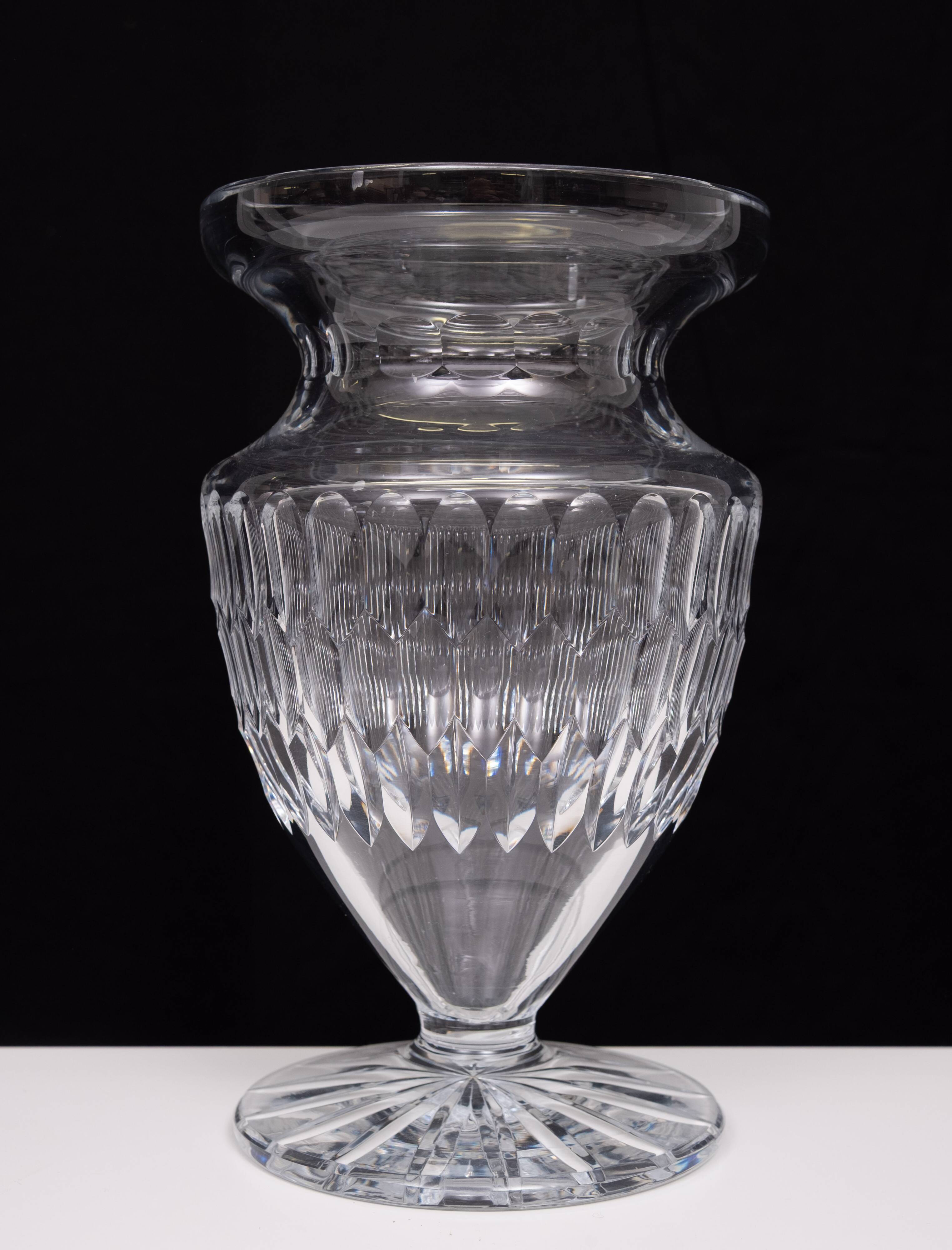 Large Cut Crystal Glass Vase 1960s Belgium