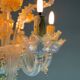 Petit Lustre Vénitien En Verre De Murano Bleu Opalescent Et Doré, 6 Bras De Lumière Vers 1950